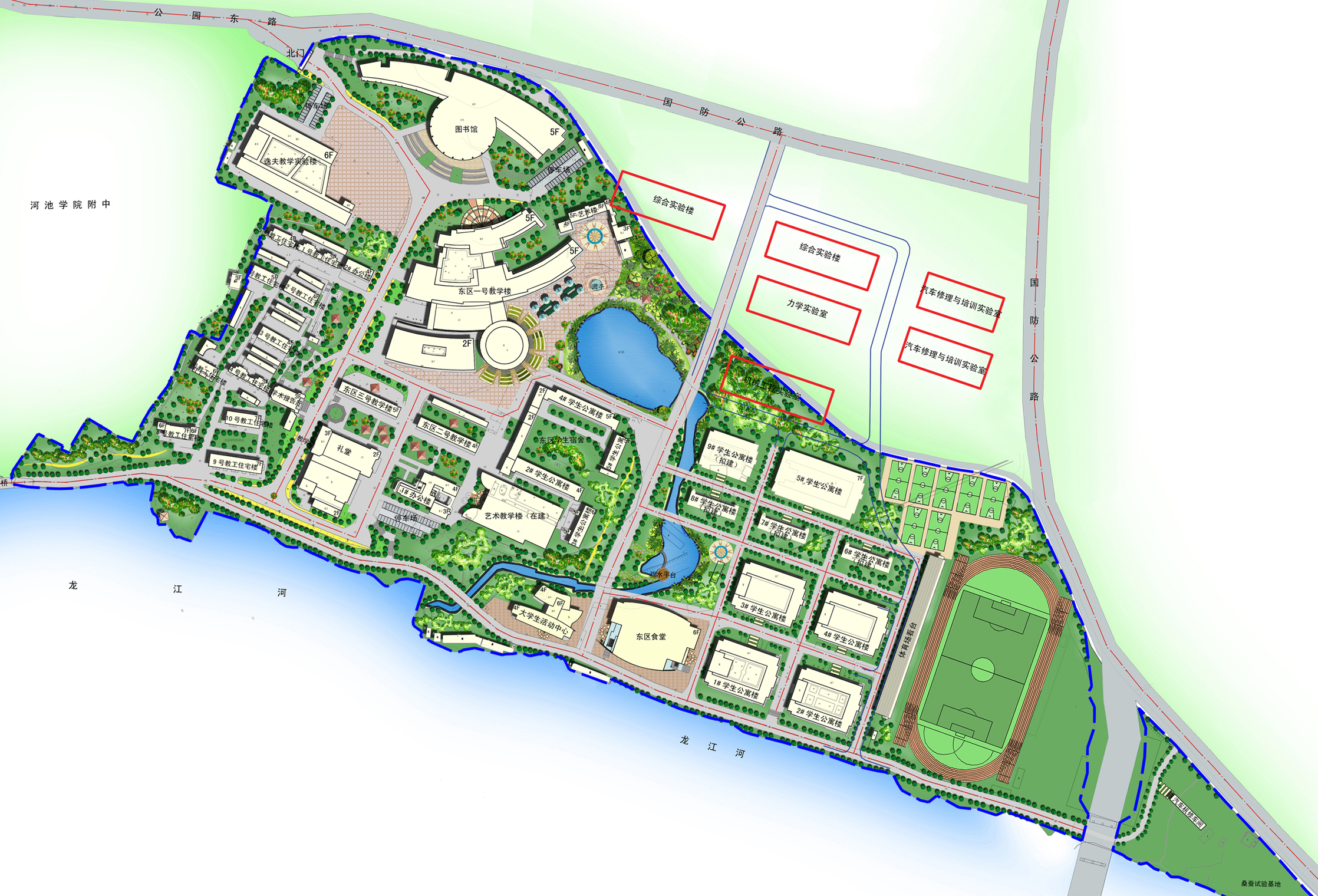 河池学院地图 全景图图片